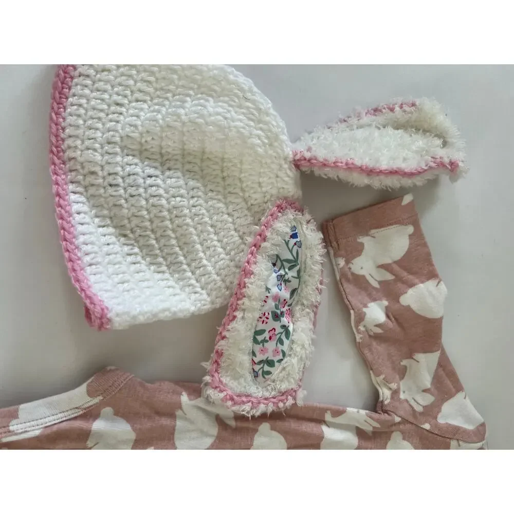 Baby Easter Bundle Bunny Carter’s Long Sleeve Onsie & Knit Bunny Hat 3 Months